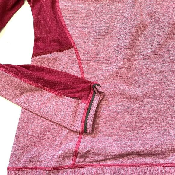 Lululemon Heather Pink Red Mesh Athletic Long Sleeve 1/4 Zip Top Size 10 - Picture 9 of 11
